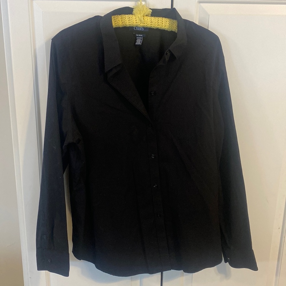 Chaps basic black button up shirt